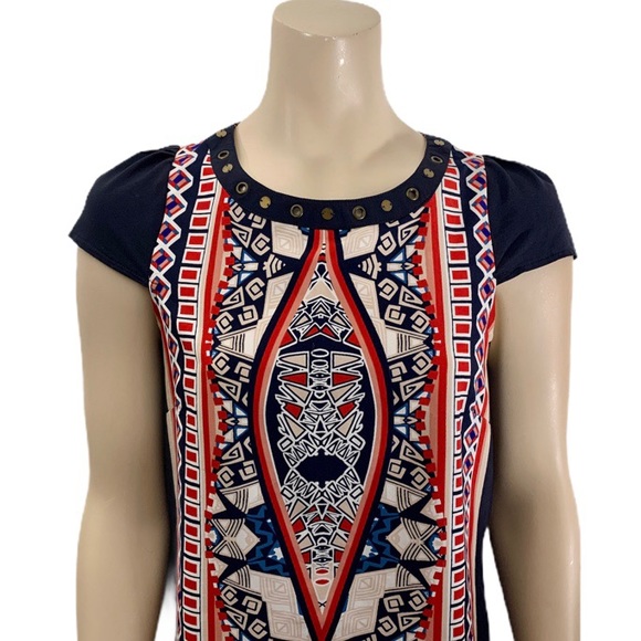 Dorothy Perkins Blue & Red Cap Sleeve Dress - Picture 2 of 11